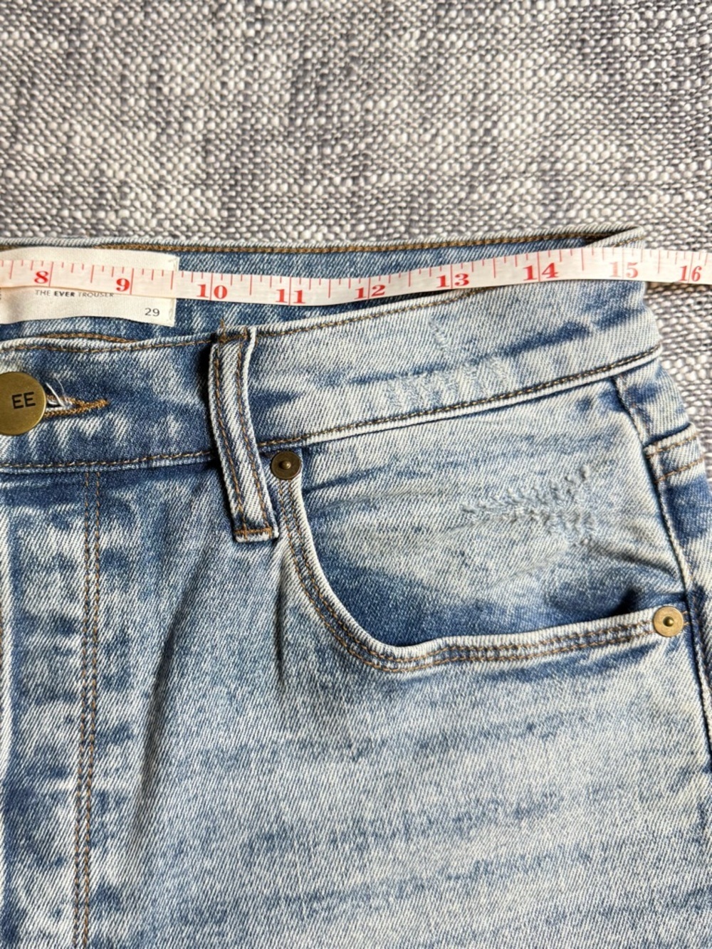 Evereve The Ever Trouser High Rise Wide Leg Jeans sz 29 Blue Button Fly long - Picture 3 of 13